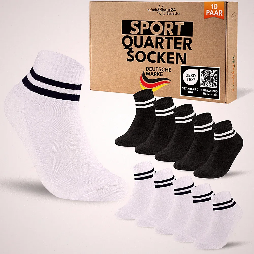 10-100 Paar Tennissocken Quarter Retro Sportsocken Herren Damen Socken Baumwolle