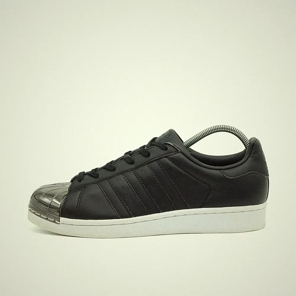 adidas Damen Superstar Schuh Schwarz Leder Low-Top Zehenkappe Sneaker EU 40
