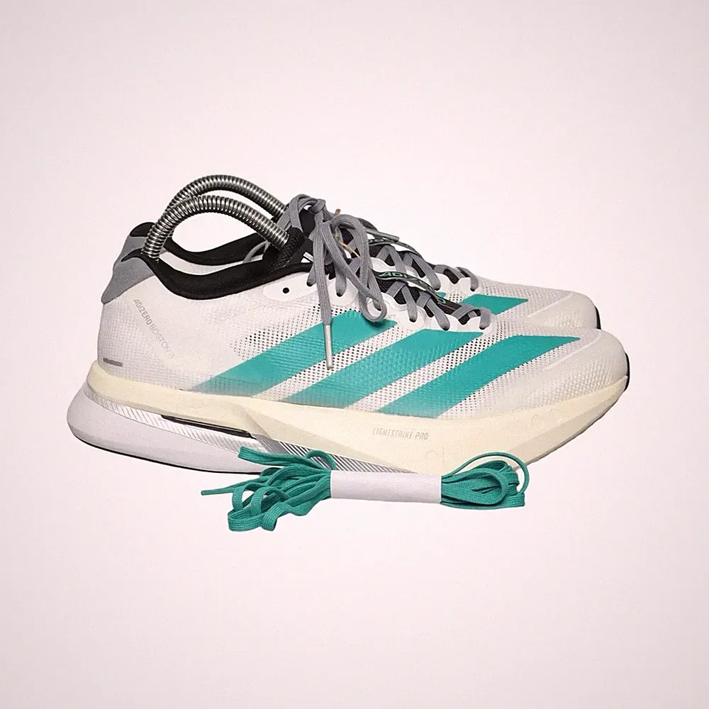 Adidas, Laufschuhe, Größe: 38 1/2, Adizero, Weiß/Türkis/Grau, Damen #gBv