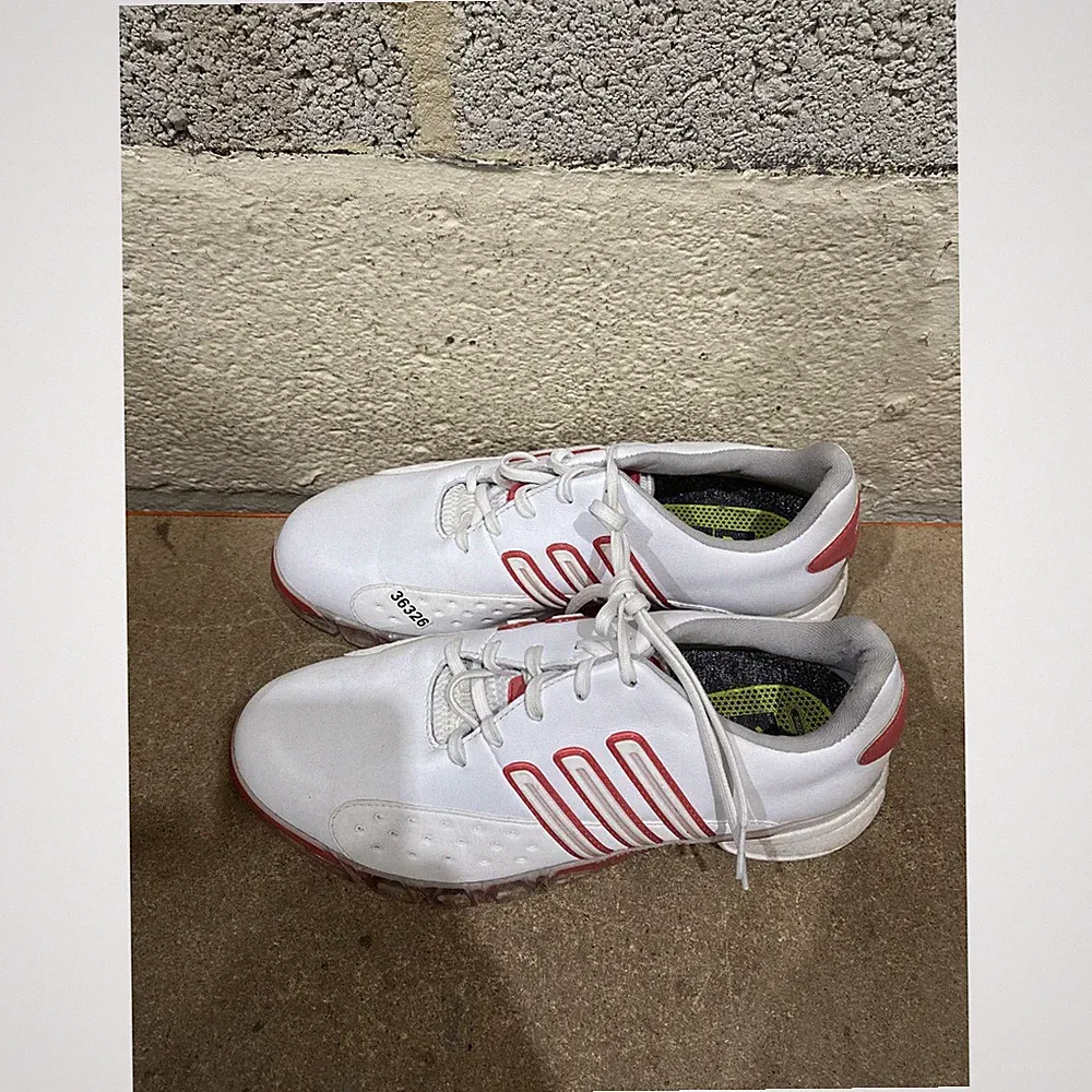 Adidas Powerband Chassis EVG 791003 Damen UK 7,5 Golfschuhe weiß rot Spikes