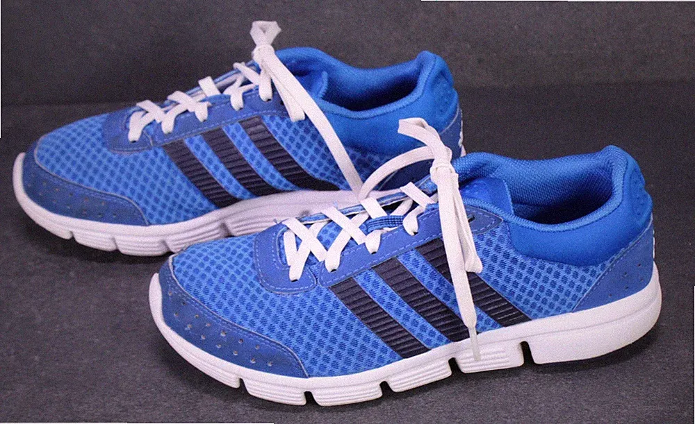 Adidas Sneaker Breeze XJ Damen Low-Top Gr. 38 blau weiß Mesh Laufschuhe SB2093