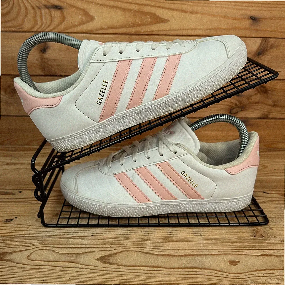 Adidas Turnschuhe Damen Größe UK 3 Gazelle Originals Weiß Rosa Leder Schuhe OG