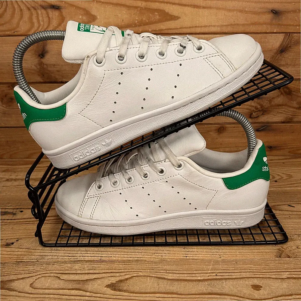 Adidas Turnschuhe Damen Größe UK 3 Stan Smith Weiß Grün Leder Originals Schuhe