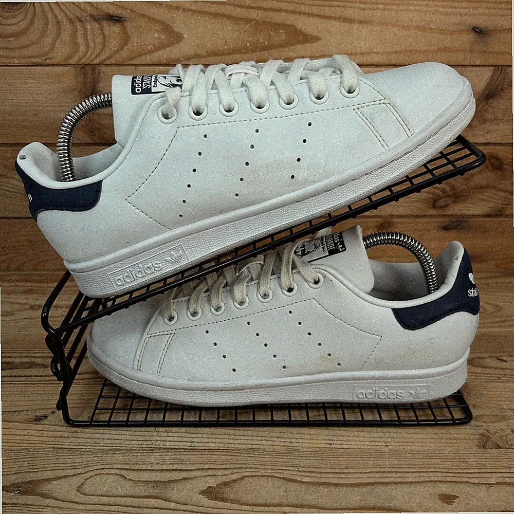 Adidas Turnschuhe Damen Größe UK 6 Stan Smith weiß marineblau Leder Originals Schuhe