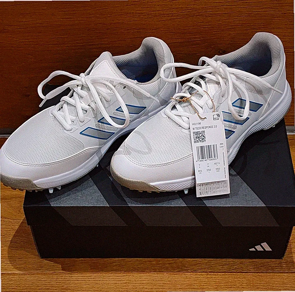 adidas W Tech Response 3.0 Damen Golfschuhe Spikes Weiß/Blau EU 40 2/3 HQ1198