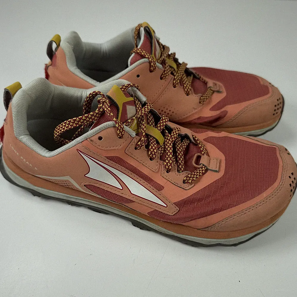 Altra Lone Peak 5 Trail Laufschuhe Damen US 10 Koralle Rot Gelb Sneaker