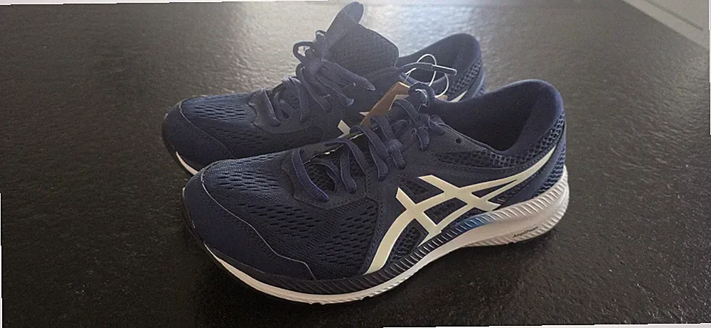 ASICS Damen AmpliFoam Sportschuh Blau Weiß Gr. 41,5 Neu Laufschuhe