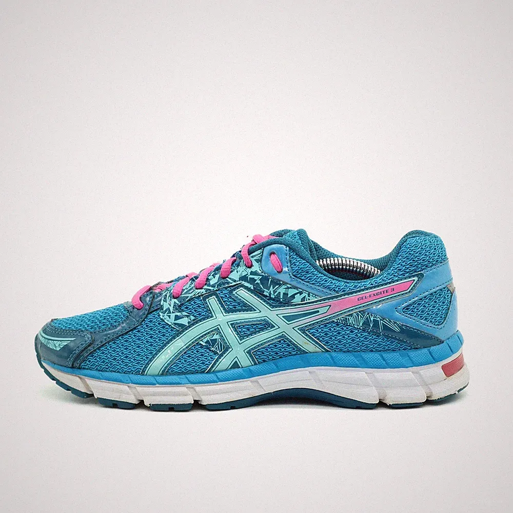 ASICS Damen Gel-Excite 3 Sneaker Blau/Pink Synthetik Dämpfung Laufschuh EU 40