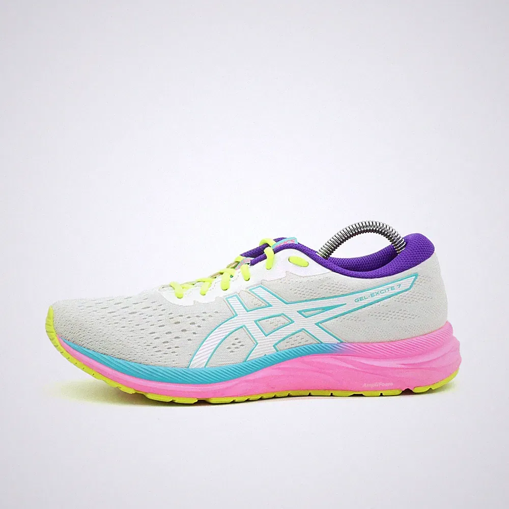 ASICS Damen Gel-Excite 7 Sneaker Weiß Pink Lila Gepolstert Laufschuh EU 43.5