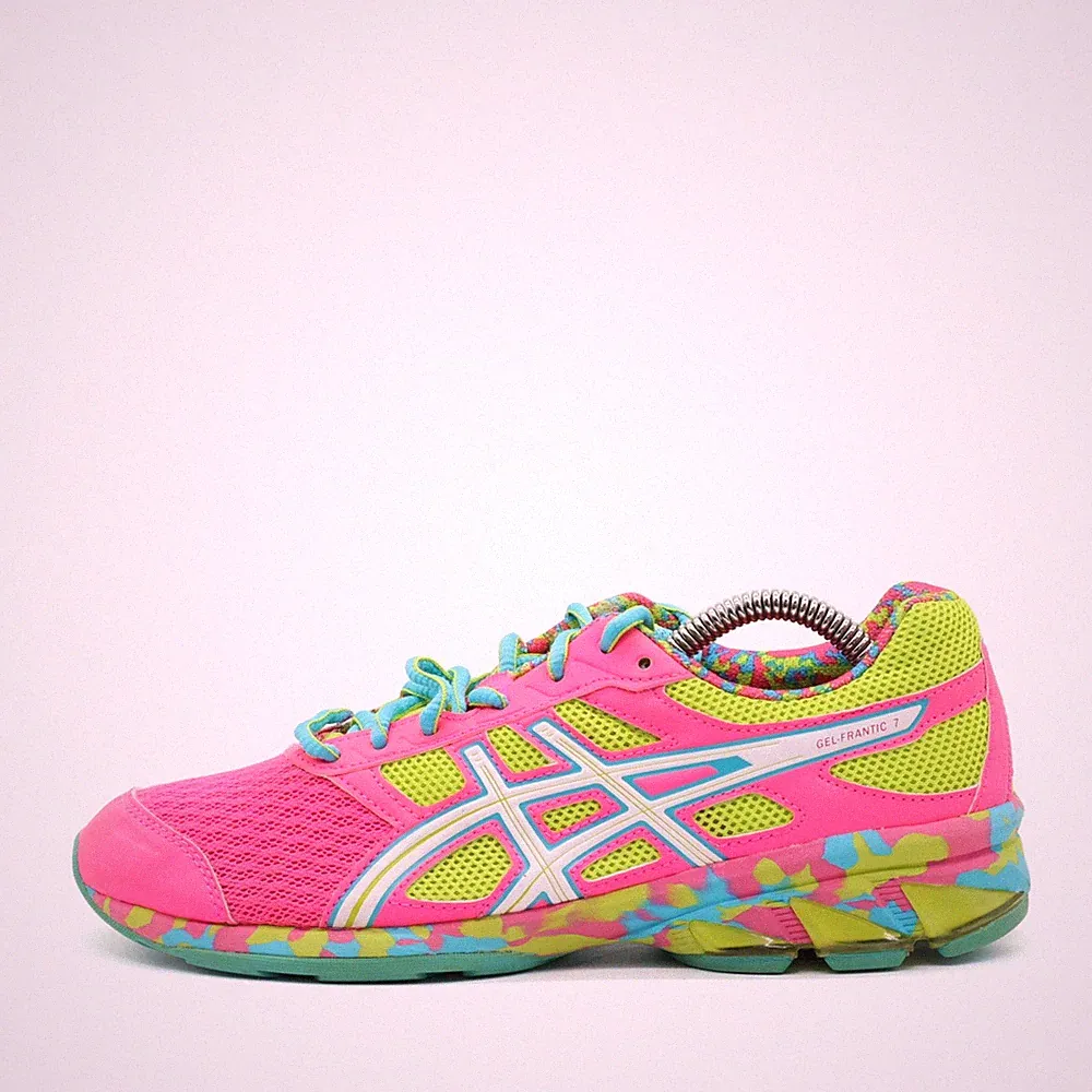 ASICS Damen Gel-Frantic 7 Sneaker pink/neongelb/türkis ämpfung, Laufschuh EU 38