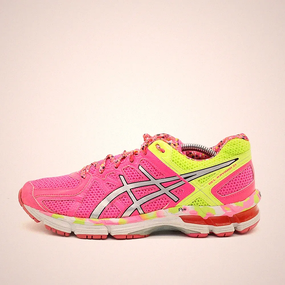 ASICS Damen Gel-Kayano 21 Sportschuhe Pink/Gelb Atmungsaktiv Laufschuhe EU 40