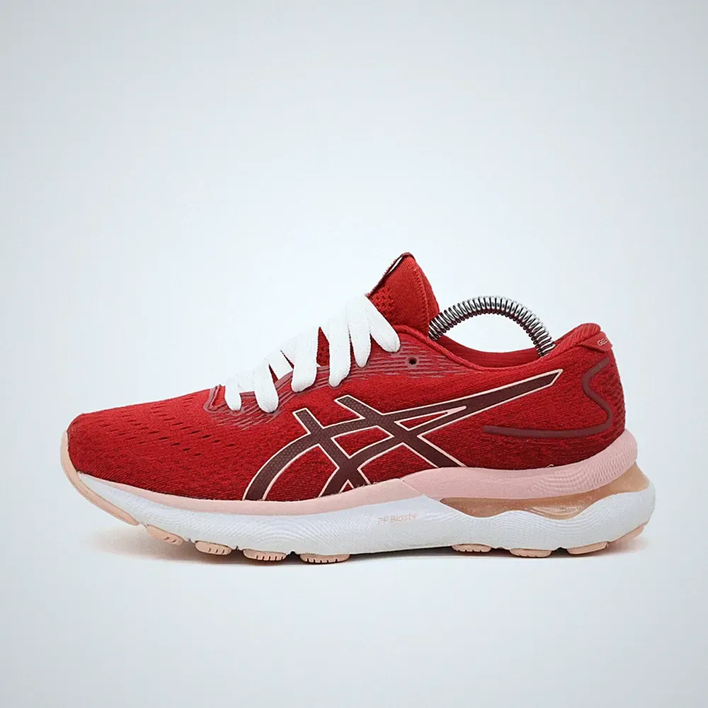 ASICS Damen Gel-Nimbus 24 Sneaker EU 39 Rot Weiß 1012B201 Atmungsaktiv Dämpfung
