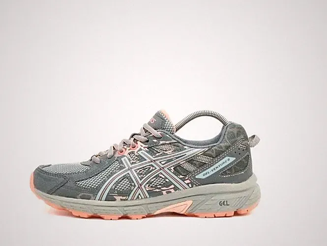 ASICS Damen Gel-Venture 6 Sneaker Grau/Rosa Synthetik Low-Top Laufschuhe EU 40