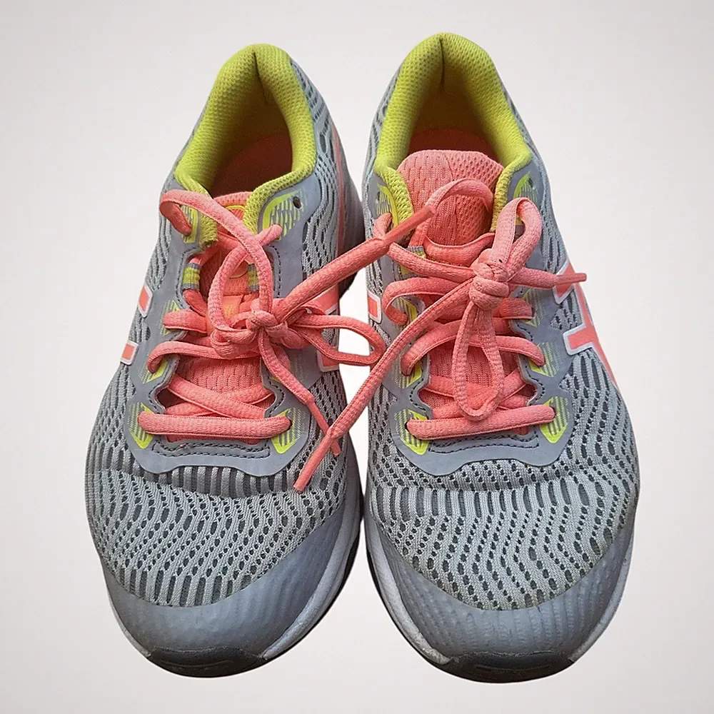 Asics Damen Laufschuhe Gr. 36 Grau Neon Pink Gelb – Running Sneakers