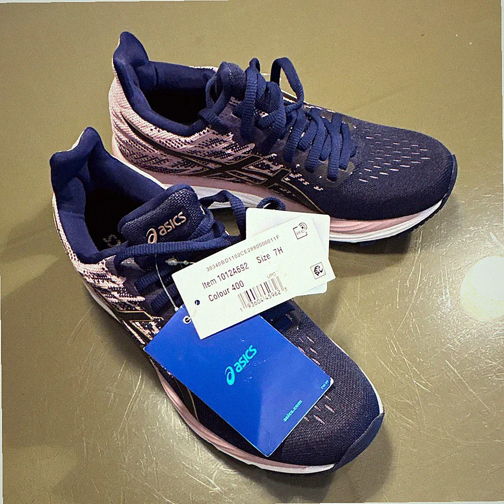 ASICS Damen Laufschuhe Sneaker Low Top blau/rosa EU 39 US 7,5 1012A692
