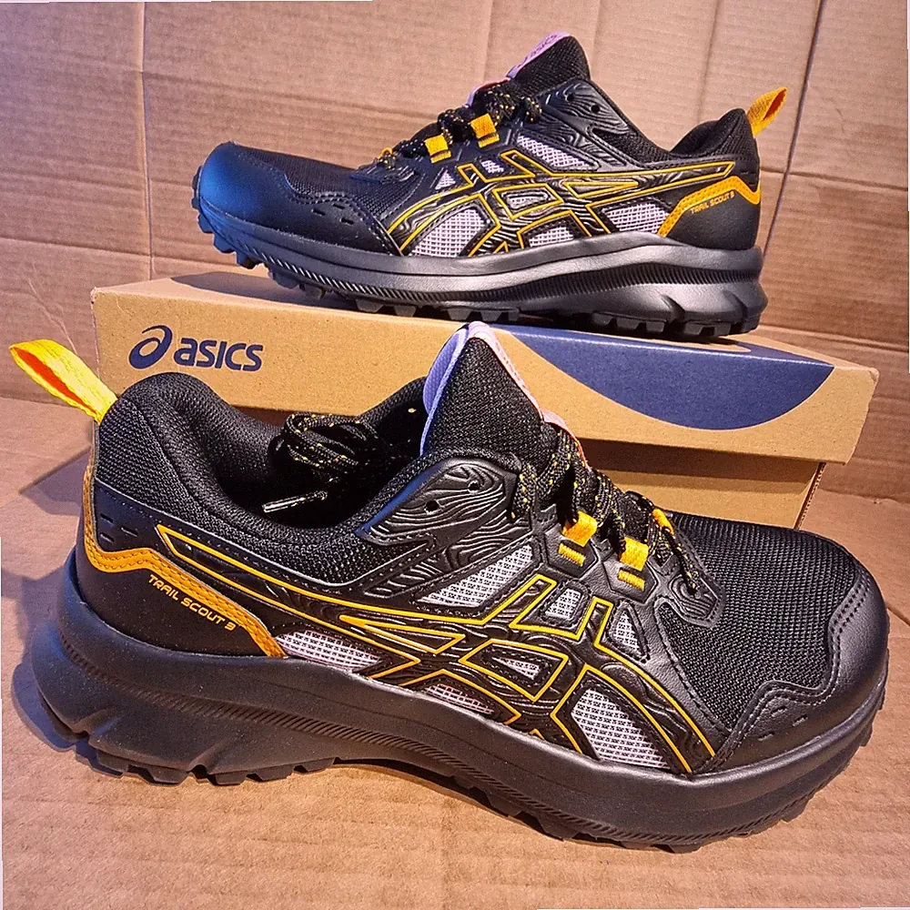 Asics Damen Trail Scout 3, UK7 Trailrunningschuhe in Schwarz/Orange - Neu