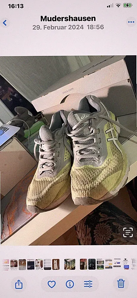 ASICS Laufschuhe, gr. 38, Pastellgelb Grau