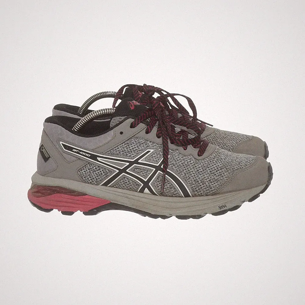 Asics, Laufschuhe, Größe: 38, Lederimitat, Grau/Pink, Damen #nlP