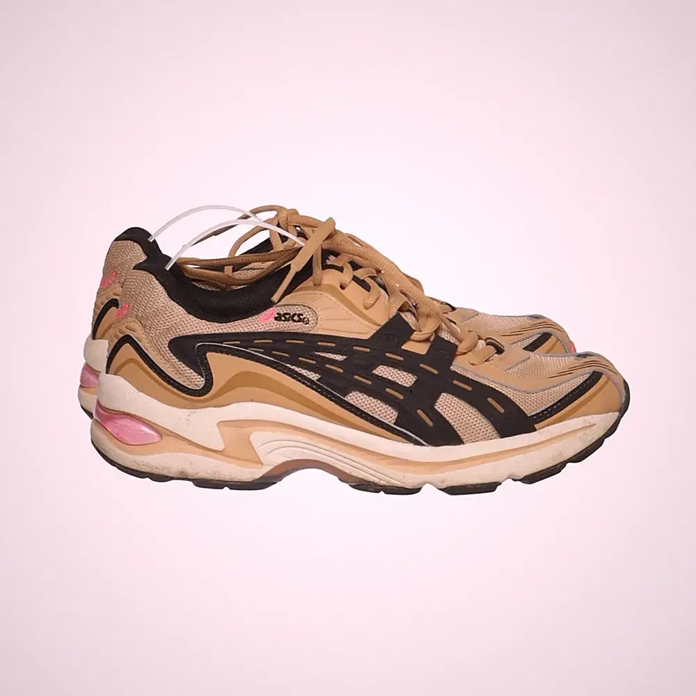 Asics, Laufschuhe, Größe: 39 1/2, Leder, Beige/Schwarz/Mehrfarbig, Damen #Cev