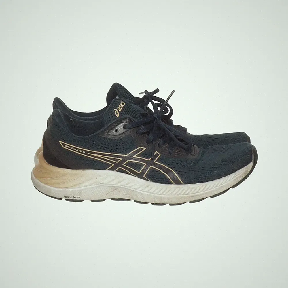 Asics, Laufschuhe, Größe: 39 1/2, Polyurethan, Blau/Gold, Damen #Bnz