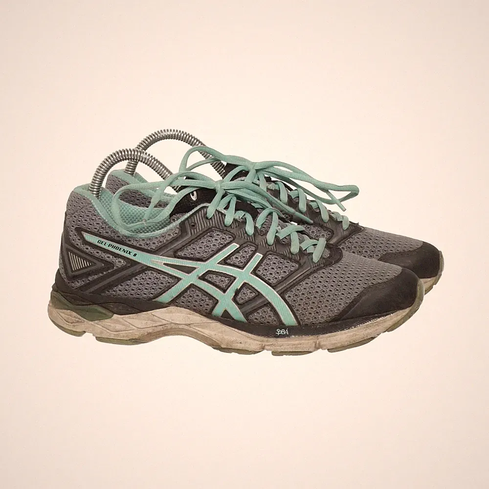 Asics, Laufschuhe, Größe: 39, Leder, Grau/Grün, Damen #DEz