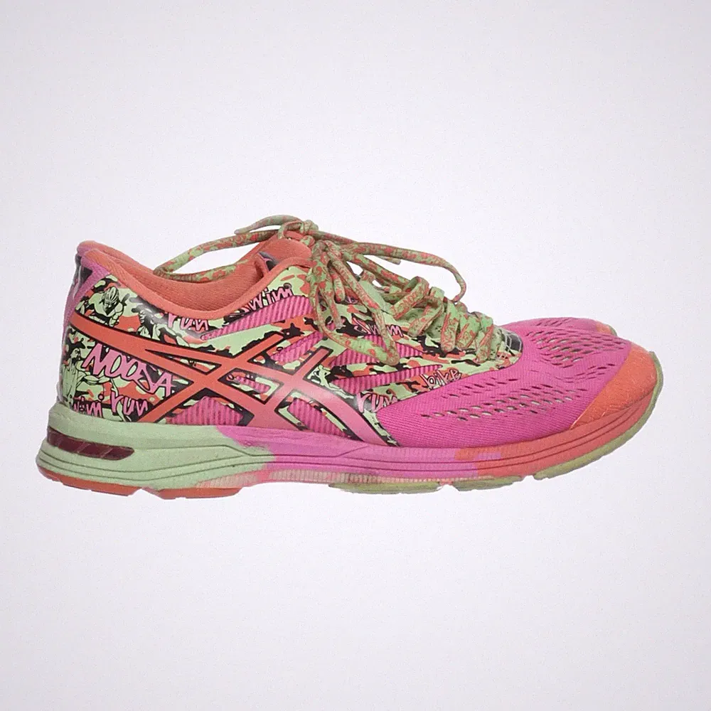Asics, Laufschuhe, Größe: 40 1/2, Leder, Pink/Grün/Mehrfarbig, Damen #mYj