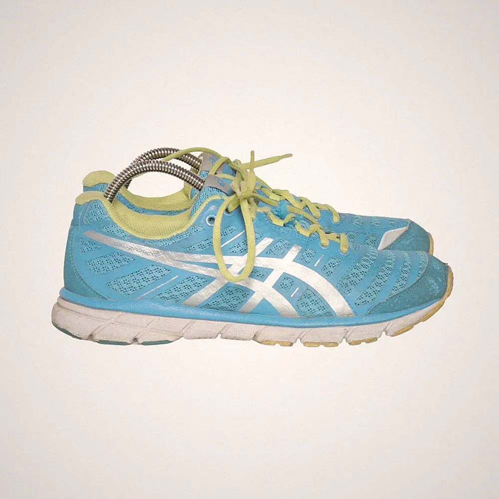 Asics, Laufschuhe, Größe: 40 1/2, Lederimitat, Blau/Gelb/Mehrfarbig, Damen #lJq