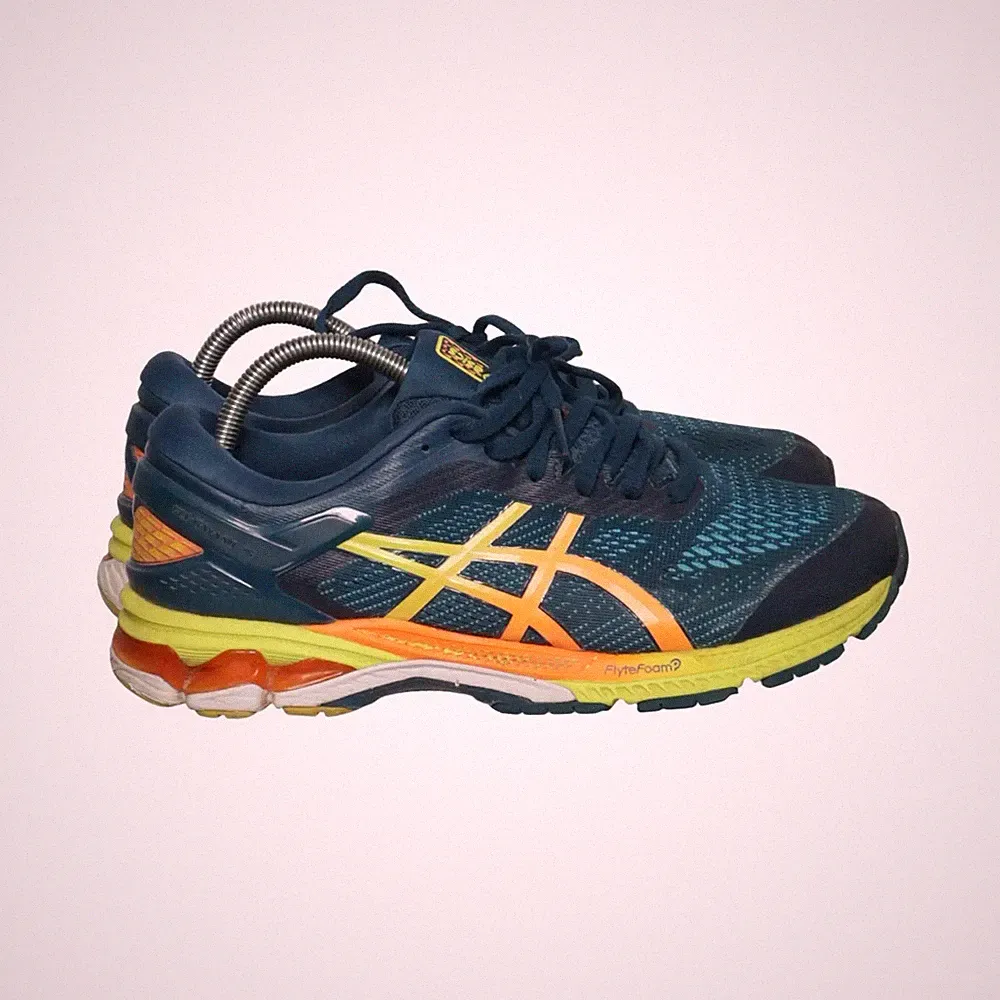 Asics, Laufschuhe, Größe: 41 1/2, Blau/Gelb/Orange, Damen #y86
