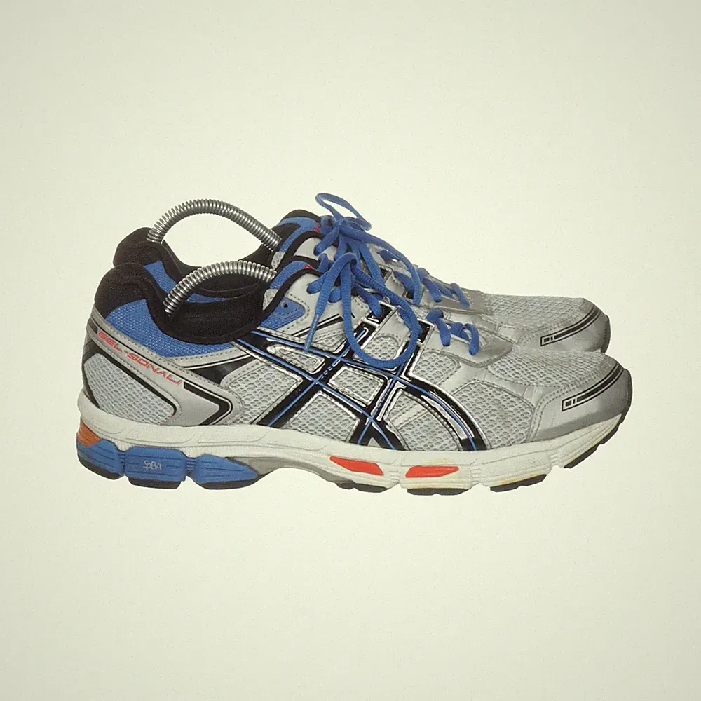 Asics, Laufschuhe, Größe: 44, Grau/Blau/Schwarz, Damen #aA2
