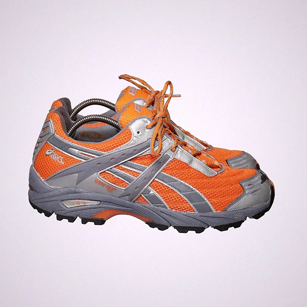 Asics, Laufschuhe, Größe: 44, Polyester, Orange/Grau, Damen #l56