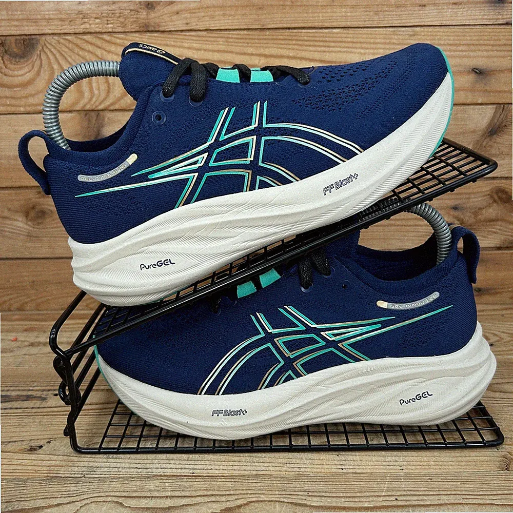 Asics Turnschuhe Damen Gr. UK 4 Gel Nimbus 26 Weite Französisch Blau Straßenlaufschuhe