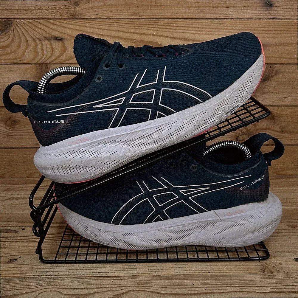 Asics Turnschuhe Damen Gr. UK 6,5 Gel Nimbus 25 dunkelblau pink Straßenlaufschuhe