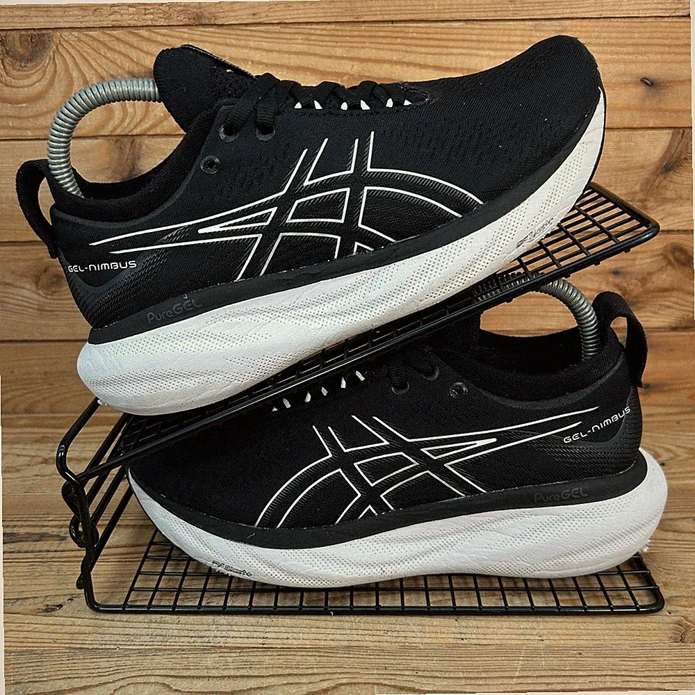 Asics Turnschuhe Damen Größe UK 5 Gel Nimbus 25 schwarz weiß Straßenlaufschuhe