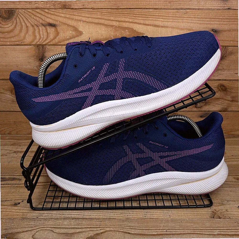 Asics Turnschuhe Damen Größe UK 7,5 Patriot 13 blau lila Strick Laufen Walk Schuhe