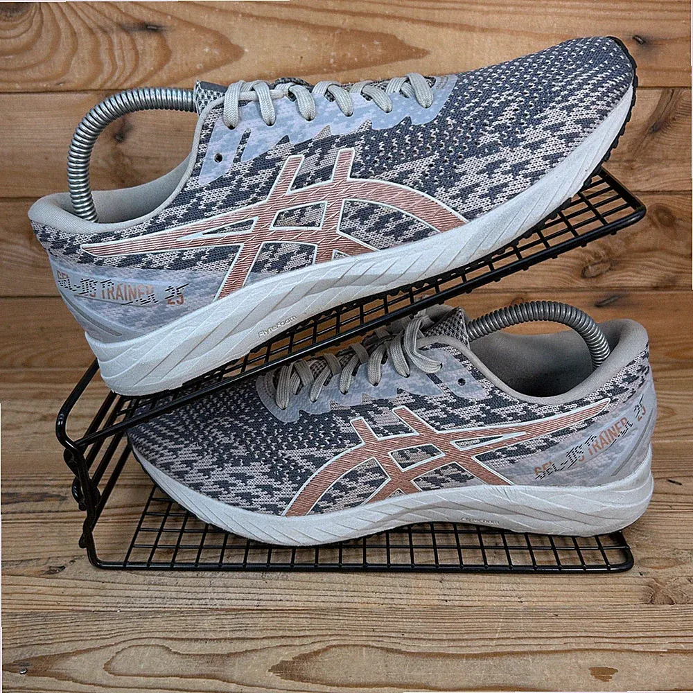 Asics Turnschuhe Damen Größe UK 7 Gel DS Trainer 25 Grau Rose Laufen Fitnessschuhe