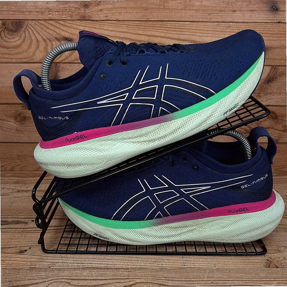 Asics Turnschuhe Damen Größe UK 7 Gel Nimbus 25 indigoblau Straßenlaufschuhe