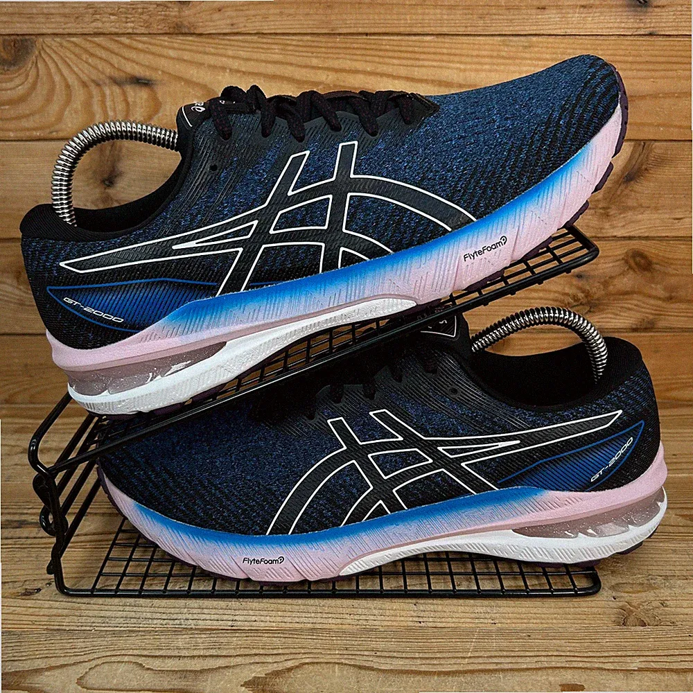 Asics Turnschuhe Damen Größe UK 9 GT 2000 10 blau pink Strick Straße Laufen Fitnessschuhe
