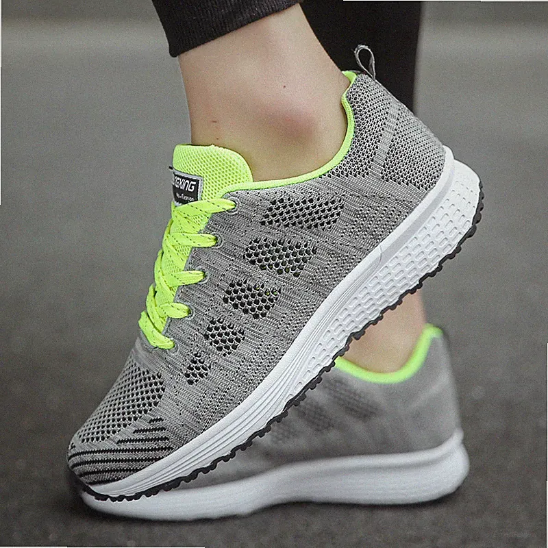 Atmungsaktiver Damen-Laufschuh leichte Fitnessschuhe mit Luftpolster Schnürung