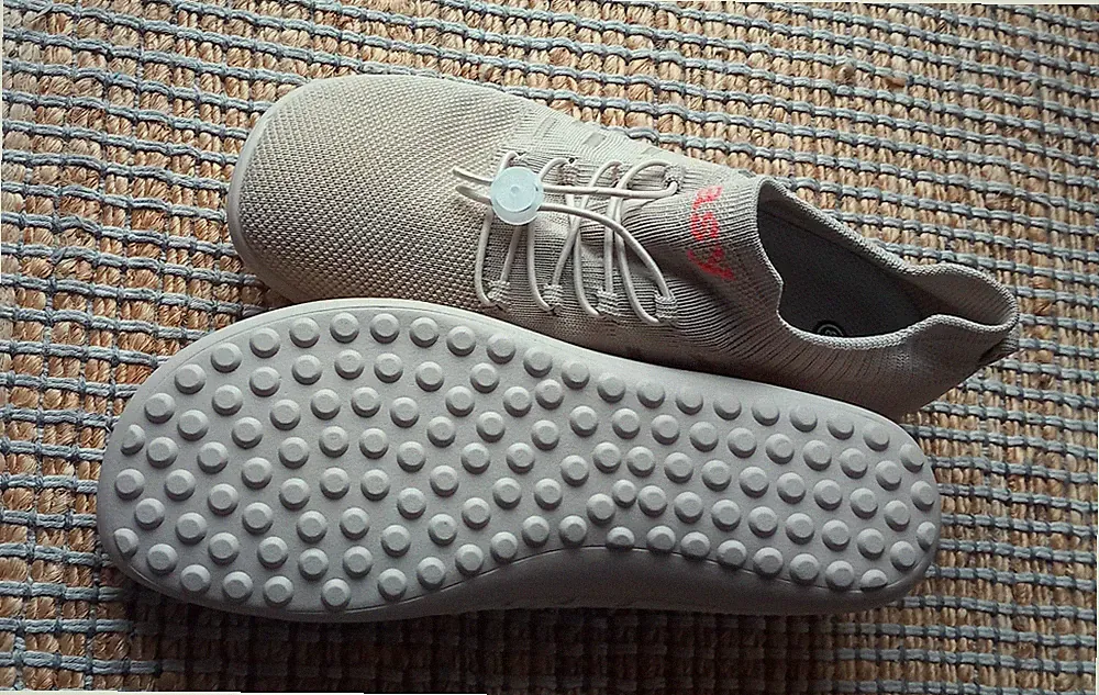 Beige Barfußschuhe Damen Traillaufschuhe Weich Leicht Fitnessschuhe Sneaker Gr38