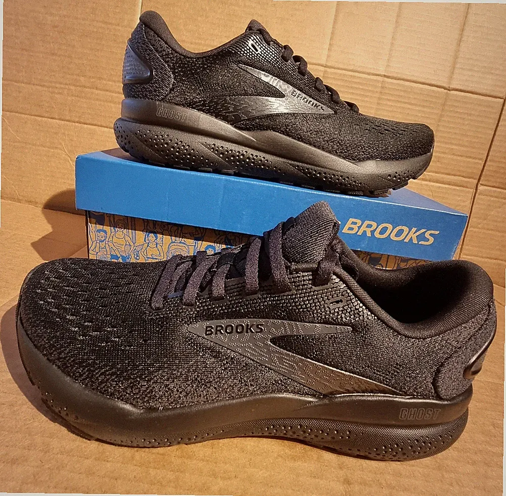 Brooks Damen Ghost 16 Schwarz Ultra Laufschuhe Fitness Gym Turnschuhe UK5 EU38