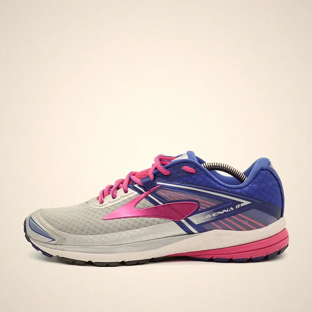Brooks Damen Ravenna 8 Schuhe Grau/Blau/Pink Mesh Atmungsaktiv Laufschuh EU 41