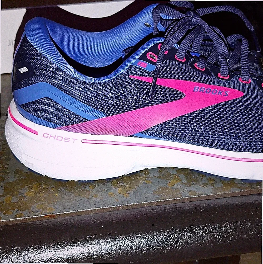 Brooks Ghost Damen Laufschuhe Sneaker Low Top Schnürung Mesh Blau Pink Weiß 42,5
