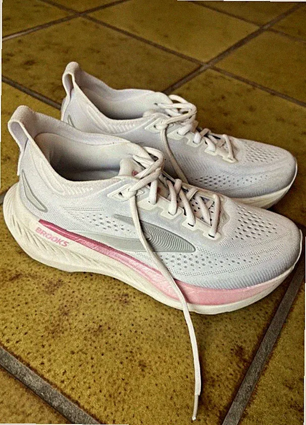Brooks Glycerin 23 Damen Laufschuhe Mesh atmungsaktiv Weiß/Rosa/Grau 38,5
