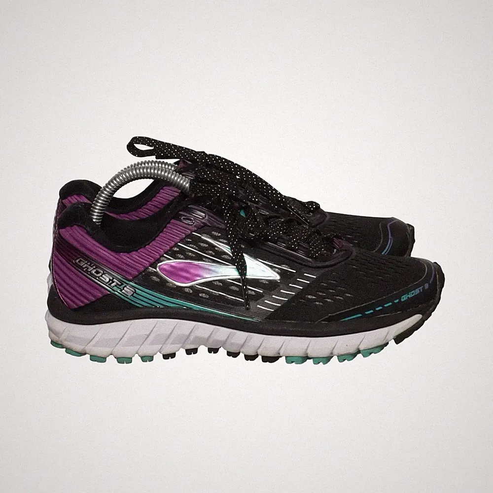 Brooks, Laufschuhe, Größe: 37 1/2, Ghost 9, Schwarz/Lila/Türkis, Damen #PFS