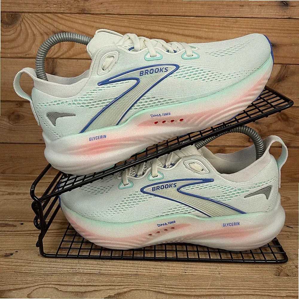 Brooks Turnschuhe Damen Größe UK 4,5 Glycerin 22 weiß Straßenlauf gepolsterte Schuhe
