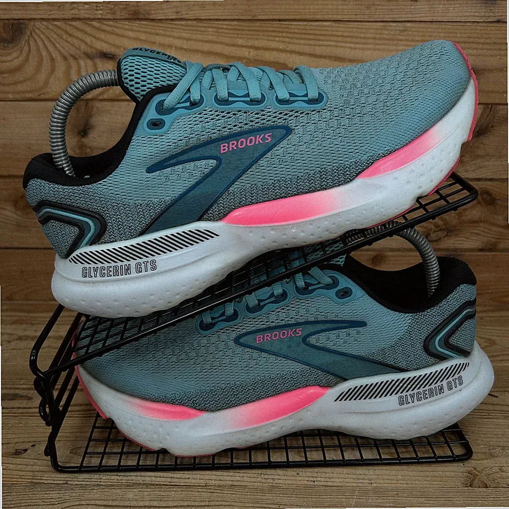 Brooks Turnschuhe Damen Größe UK 7 Glycerin GTS 21 blau pink Straßenlaufschuhe
