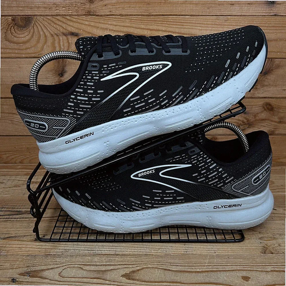Brooks Turnschuhe Damengröße UK 10 Glycerin 20 schwarz weiß Straßenlauf Fitnessschuhe