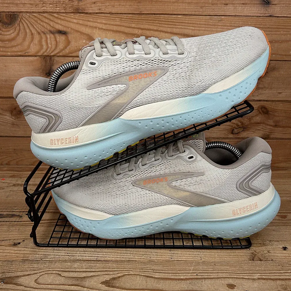 Brooks Turnschuhe Damengröße UK 9 Glycerin 21 Coconut Aqua Straßenlauf Fitnessschuhe