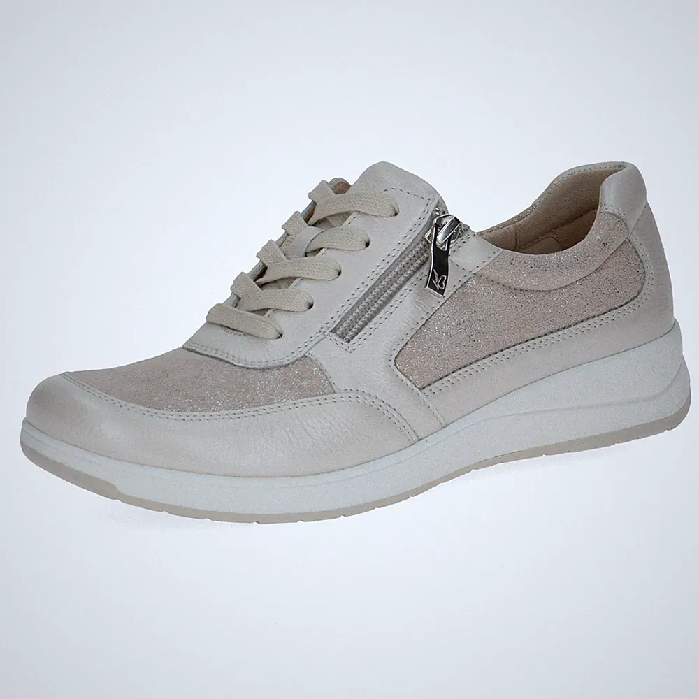 CAPRICE Damen Sneaker beige 9-23723-44 Leder & Stretch, bequem, lose Einlage