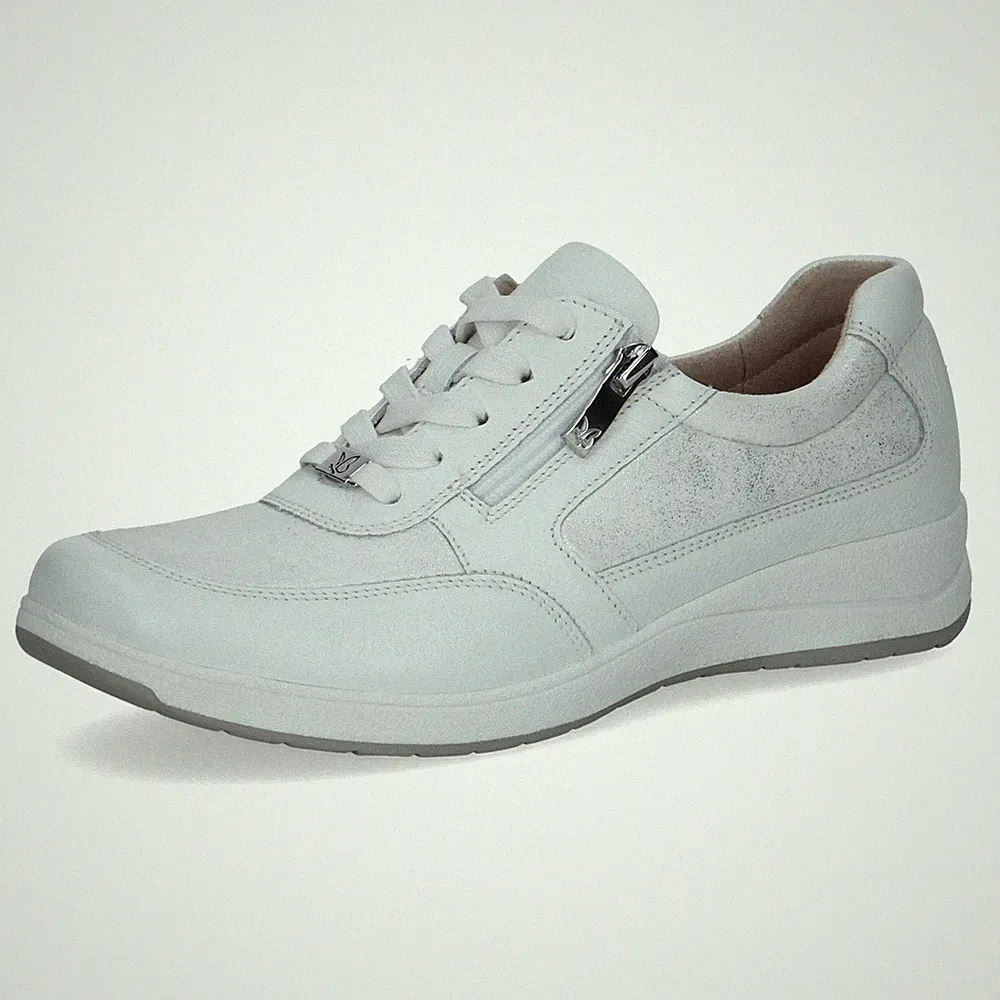 CAPRICE Damen Sneaker weiß silber 9-23723-44 Leder, Stretch, bequem lose Einlage